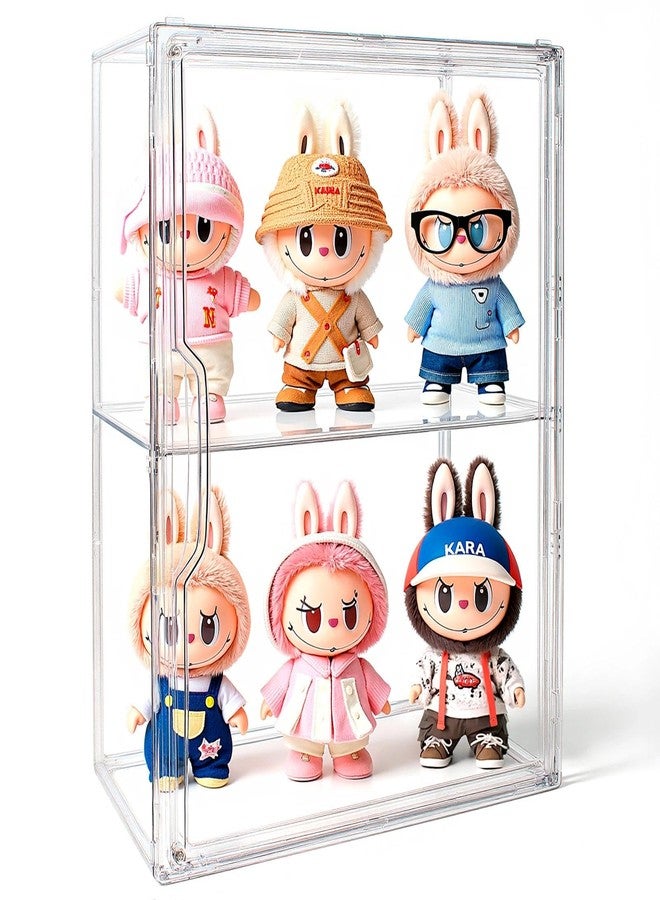 LETGO Acrylic Display Case for Collectibles,Clear Display Case with 3 Adjustable Layers 1 Removable Divider,Display Case Compatible with Labubu POP MART Doll,Home Office Cosmetic Acrylic Box (L-1Pack-2Tier) - Image 1